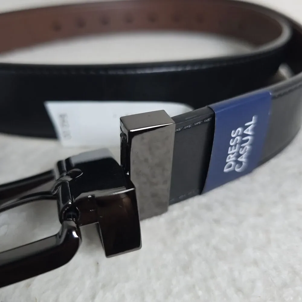 NWT Saddlebred Men's Dress Reversible Belt Black Dark Brown 2X Sz 46-48